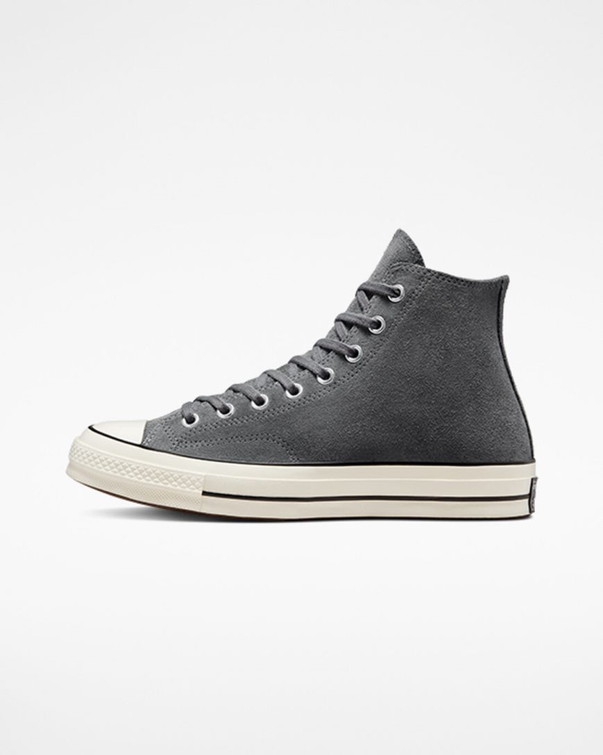 Tenisi Inalti Barbati Converse Chuck 70 Piele Intoarsa Gri Negrii | RO LD0KJ861